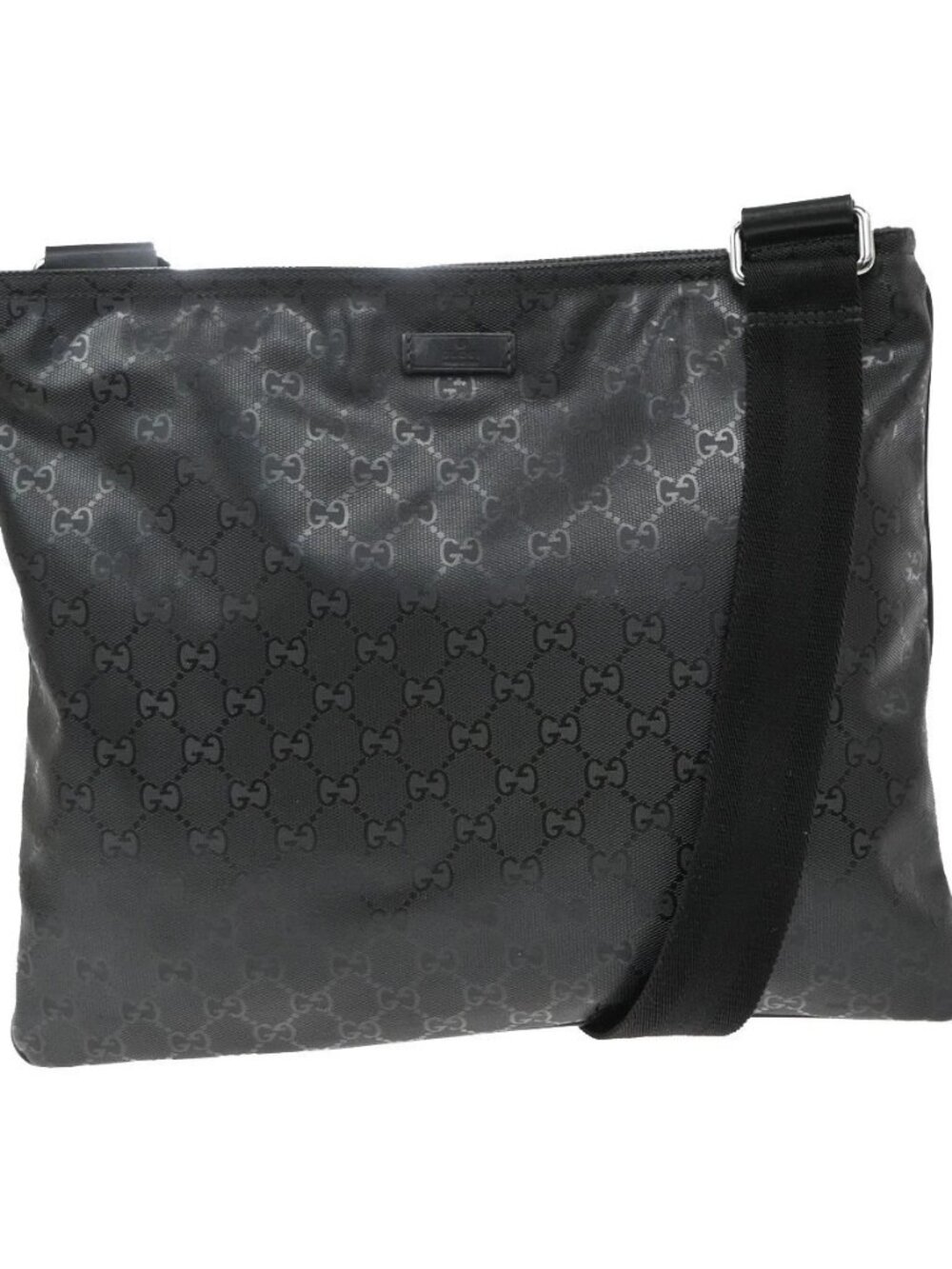 GUCCI GG Pattern Imprime Shoulder Bag PVC Leather Black Italy 16SA261